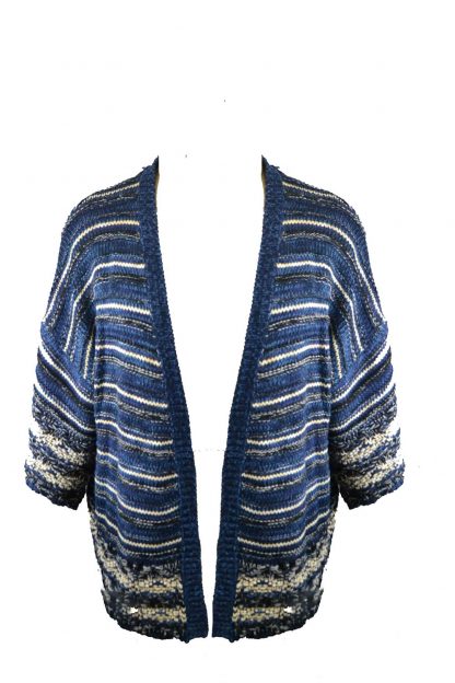 Cardigan Knitted Blue One Size