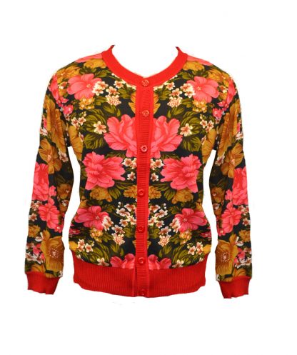 Cardigan Knitted Red One Size