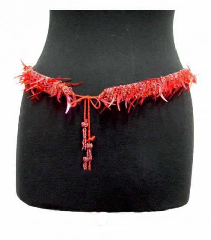 Belt Beaded tassels in Red