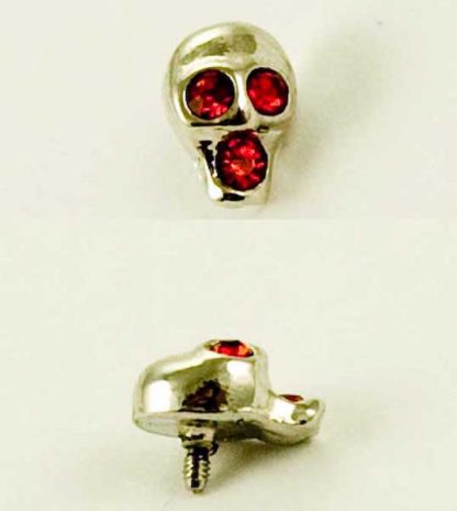 Dermal Anchor Skull Red CZ