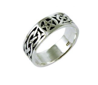 Ring Silver Band Pentagram