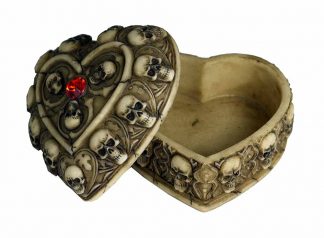 Box Heart Ivory With Skulls