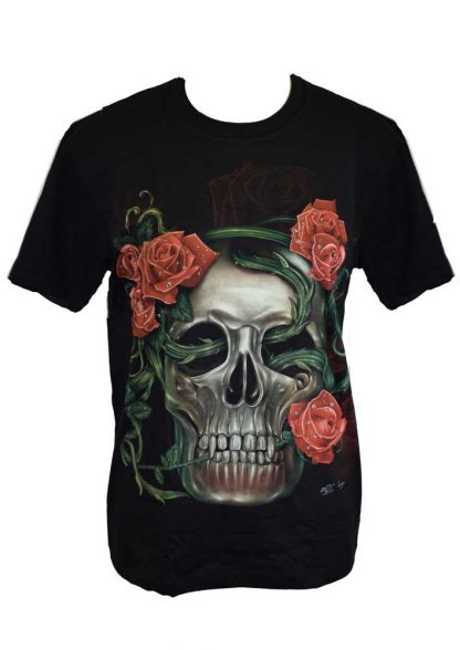 T-Shirt XL Skull With Rose