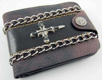Wallet Brown With Skull Sword Leather