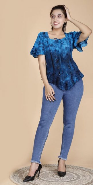 Jordash Blouse Sequin Turquoise (Choose a size)