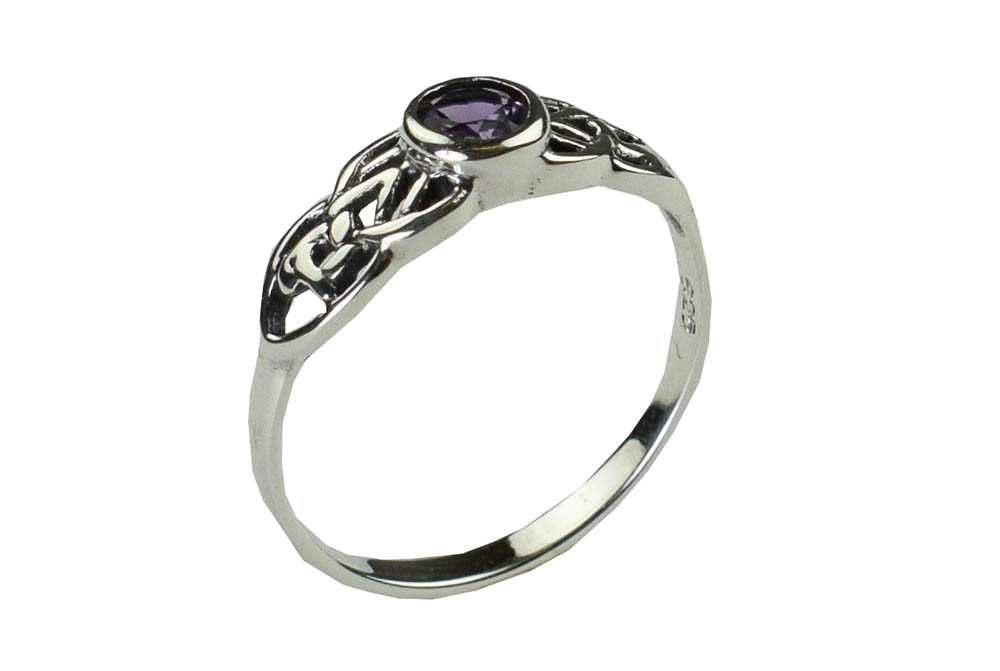 Silver Ring Celtic Amethyst