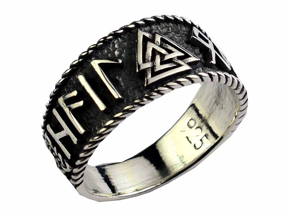 Silver Ring Viking Runes