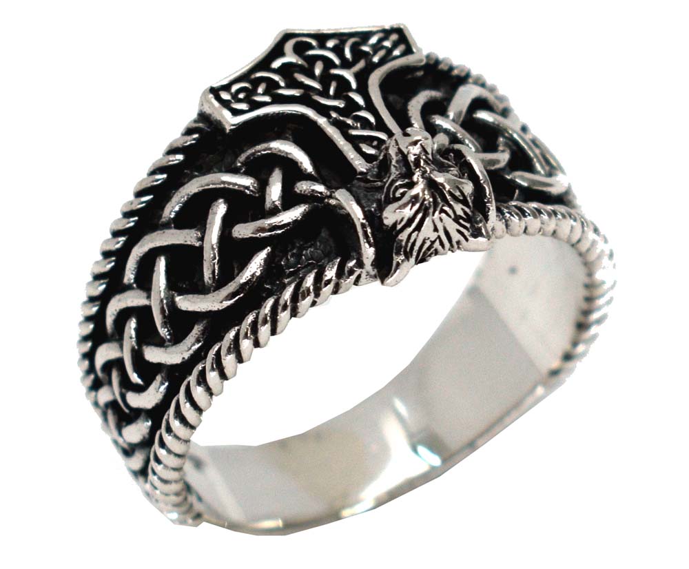 Silver Ring Thor Hammer Celtic