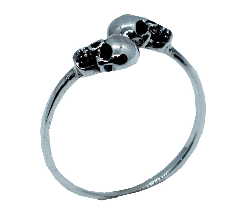 Silver Ring Double Skull