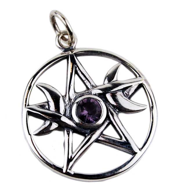 Silver Pendant Star/Moon 25mm