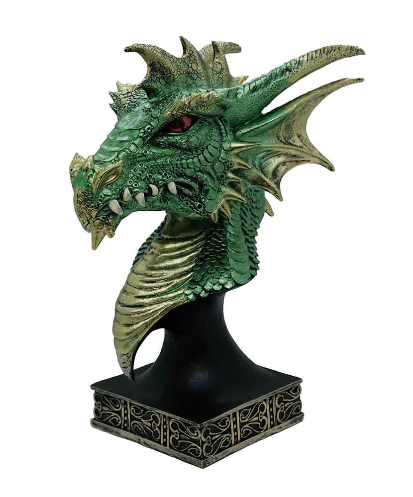 Dragon Head On Stand Green